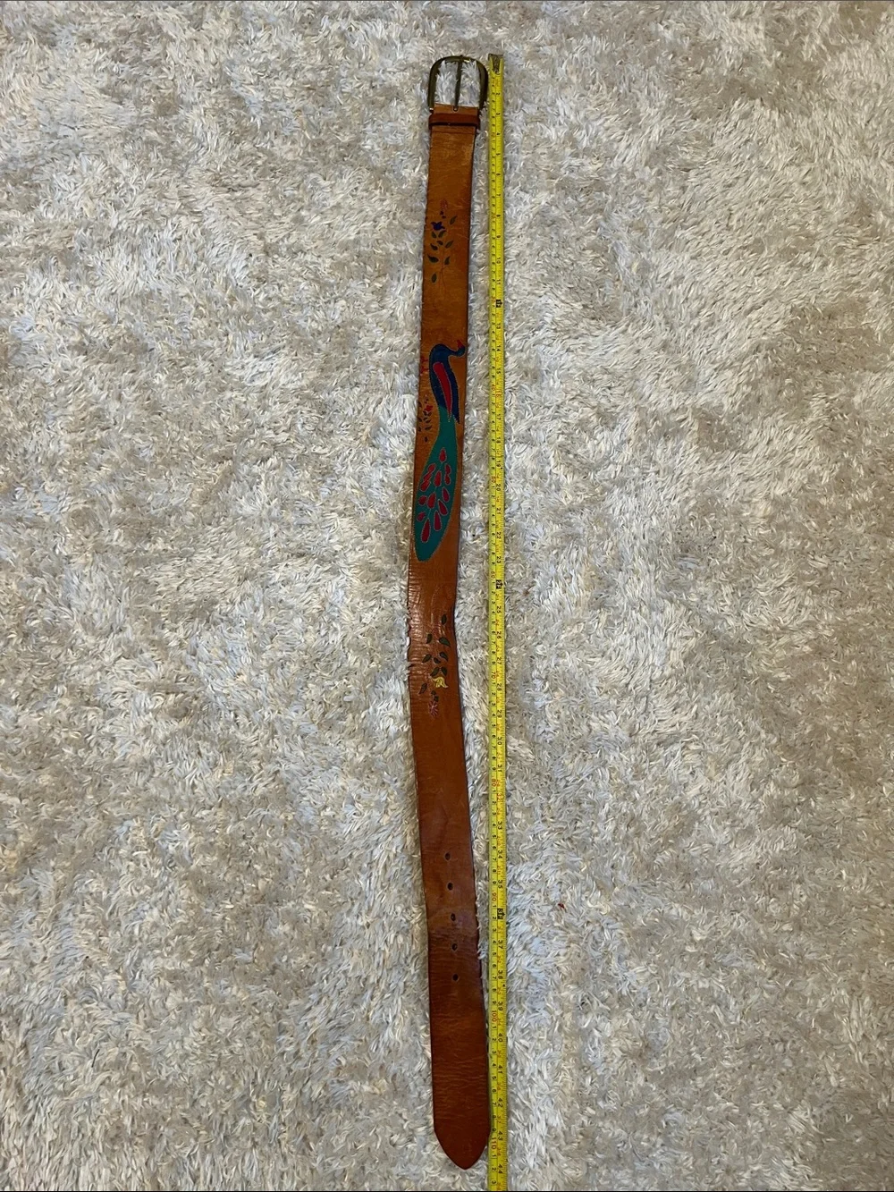 Linea Pelle Embroidered Peacock Belt | Limited Edition Vachetta Leather Handmade